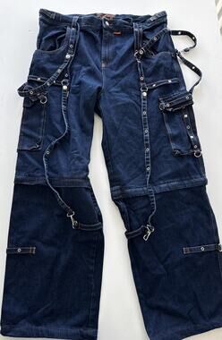 Tripp prs pants Goth Cargo Pants with Straps, Denim Punk Emo Pants 3XL